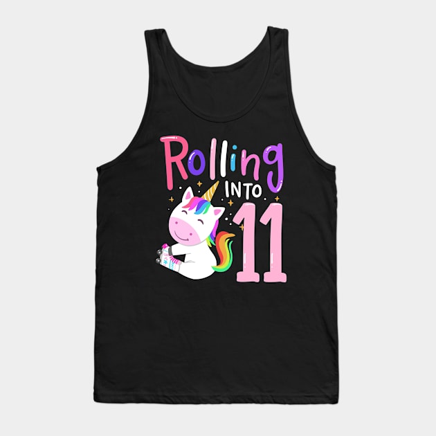 11th Birthday Unicorn Roller Skate Tank Top by KAWAIITEE